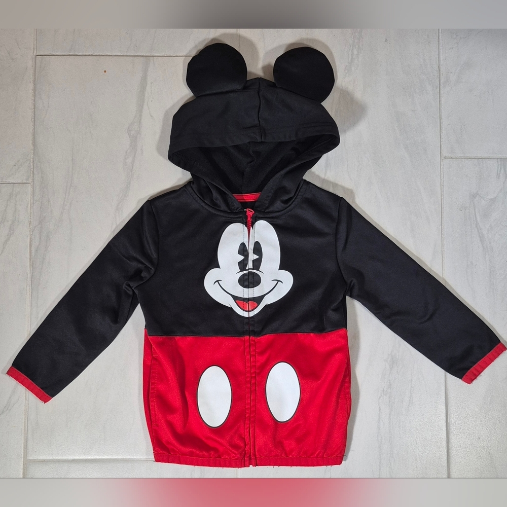 Disney Jumping Beans Mickey Mouse Zipper Jacket With Ears & Pockets Size US 3T